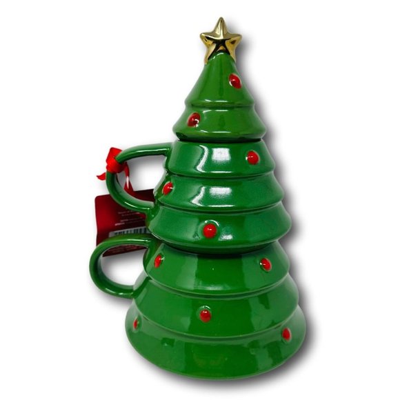 Hallmark Set of 2 Christmas Tree Stacking Mugs - Picture 2 of 6